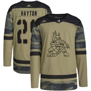 Barrett Hayton Youth Adidas Arizona Coyotes Authentic Camo Military Appreciation Practice Jersey