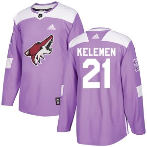 Milos Kelemen Men's Adidas Arizona Coyotes Authentic Purple Fights Cancer Practice Jersey