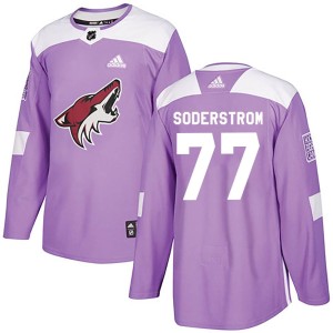 Victor Soderstrom Men's Adidas Arizona Coyotes Authentic Purple Fights Cancer Practice Jersey