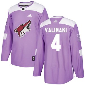 Juuso Valimaki Men's Adidas Arizona Coyotes Authentic Purple Fights Cancer Practice Jersey