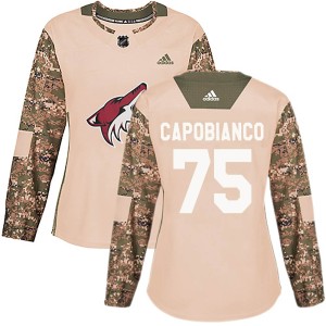 Kyle Capobianco Women's Adidas Arizona Coyotes Authentic Camo Veterans Day Practice Jersey