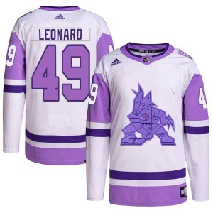 John Leonard Men's Adidas Arizona Coyotes Authentic White/Purple Hockey Fights Cancer Primegreen Jersey