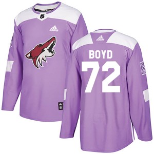 Travis Boyd Youth Adidas Arizona Coyotes Authentic Purple Fights Cancer Practice Jersey