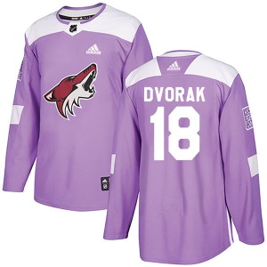 Christian Dvorak Youth Adidas Arizona Coyotes Authentic Purple Fights Cancer Practice Jersey