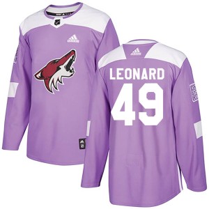John Leonard Youth Adidas Arizona Coyotes Authentic Purple Fights Cancer Practice Jersey