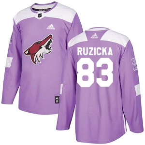 Adam Ruzicka Youth Adidas Arizona Coyotes Authentic Purple Fights Cancer Practice Jersey