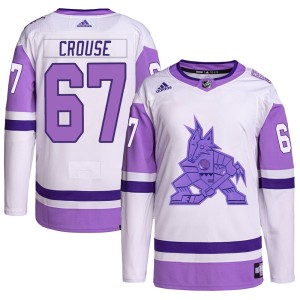 Lawson Crouse Youth Adidas Arizona Coyotes Authentic White/Purple Hockey Fights Cancer Primegreen Jersey