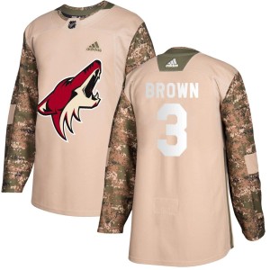 Josh Brown Men's Adidas Arizona Coyotes Authentic Brown Camo Veterans Day Practice Jersey