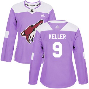 Clayton Keller Women's Adidas Arizona Coyotes Authentic Purple Fights Cancer Practice Jersey