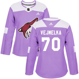 Karel Vejmelka Women's Adidas Arizona Coyotes Authentic Purple Fights Cancer Practice Jersey