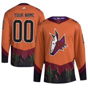 Custom Men's Adidas Arizona Coyotes Authentic Orange Custom Reverse Retro 2.0 Jersey