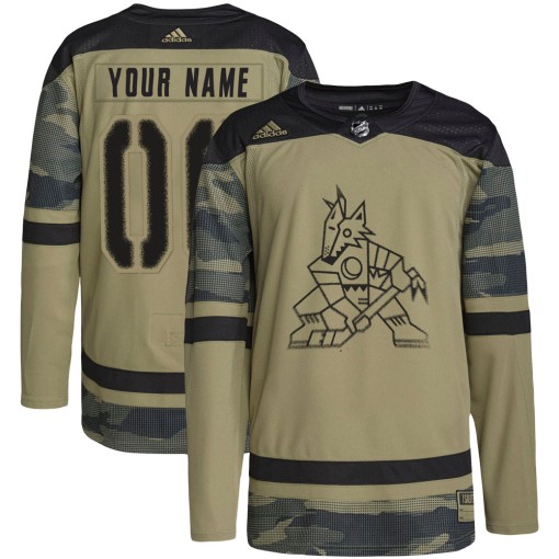 Custom Youth Adidas Arizona Coyotes Authentic Camo Custom Military Appreciation Practice Jersey