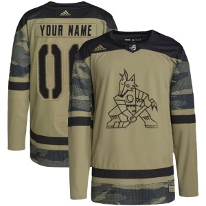 Custom Men's Adidas Arizona Coyotes Authentic Camo Custom Military Appreciation Practice Jersey