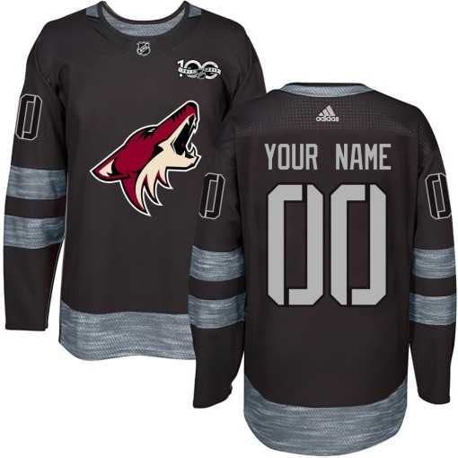 Custom Men's Arizona Coyotes Authentic Black Custom 1917-2017 100th Anniversary Jersey