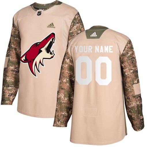 Custom Men's Adidas Arizona Coyotes Authentic Camo Custom Veterans Day Practice Jersey