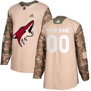 Custom Youth Adidas Arizona Coyotes Authentic Camo Custom Veterans Day Practice Jersey
