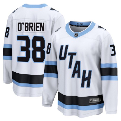 Liam O'Brien Youth Fanatics Utah Mammoth Breakaway White Away Jersey